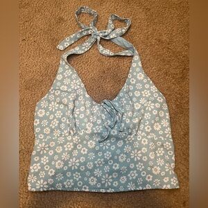 Hollister Floral Blue Halter Top Size S